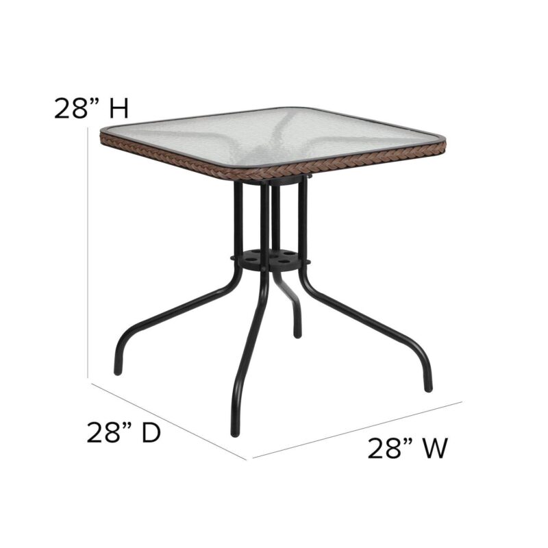 Flash Furniture Rattan Square Patio Table and Chair 5-piece Set - Image 6
