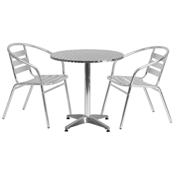 Flash Furniture Round Indoor / Outdoor Bistro Table and Slatted Chair 3-piece Set