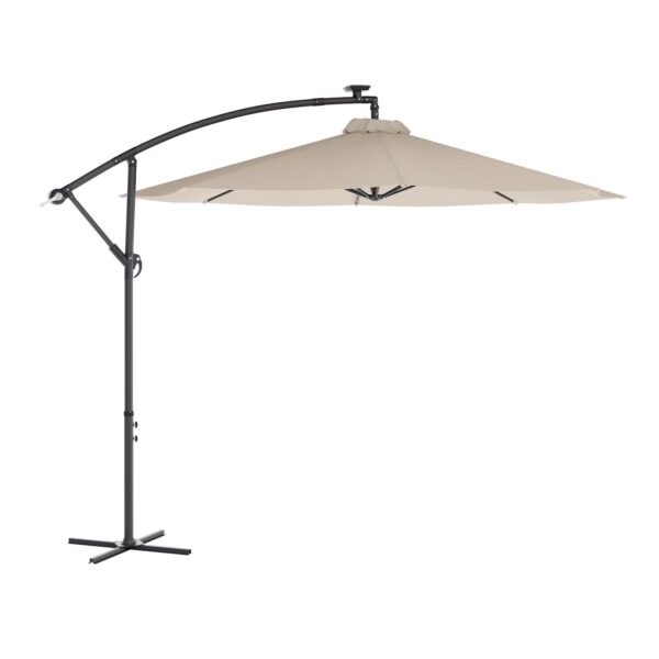 Flash Furniture Sedona Commercial Grade Round Cantilever Umbrella with Solar LED Lights