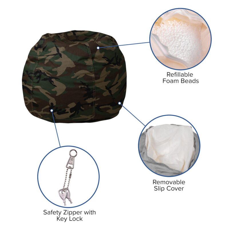 Flash Furniture Small Solid Refillable Bean Bag Chair - Image 5
