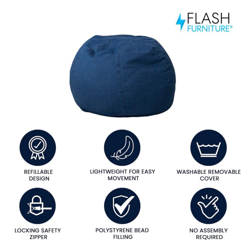 Flash Furniture Small Solid Refillable Bean Bag Chair - Image 4