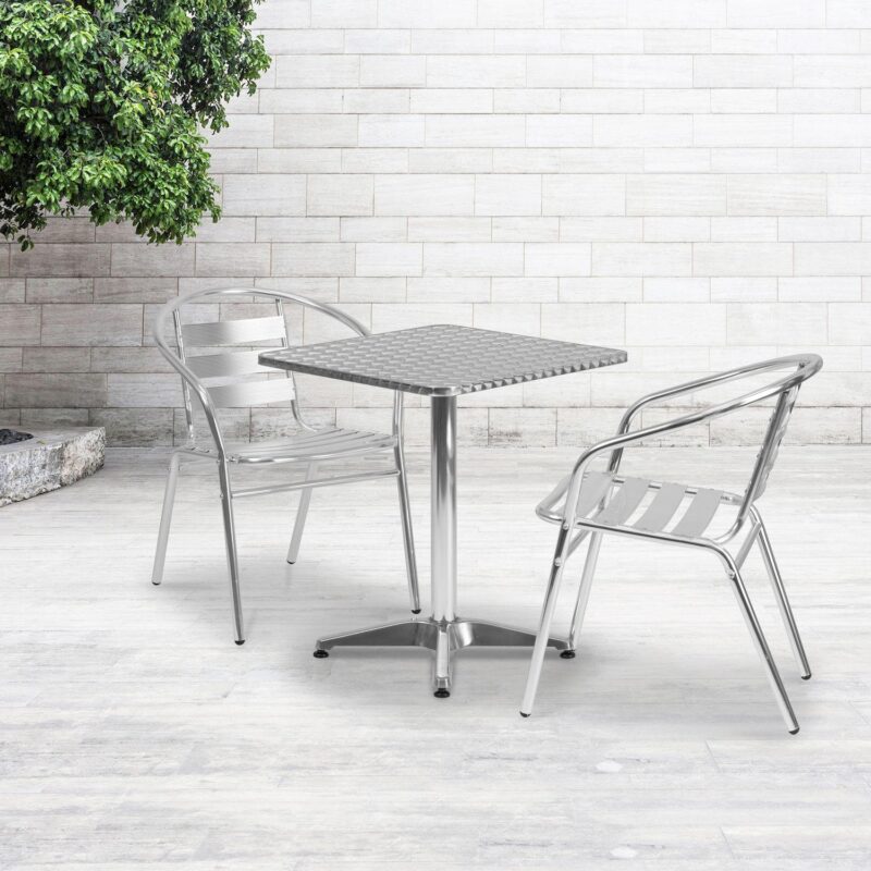 Flash Furniture Square Indoor / Outdoor Bistro Table and Chair 3-piece Set - Image 2
