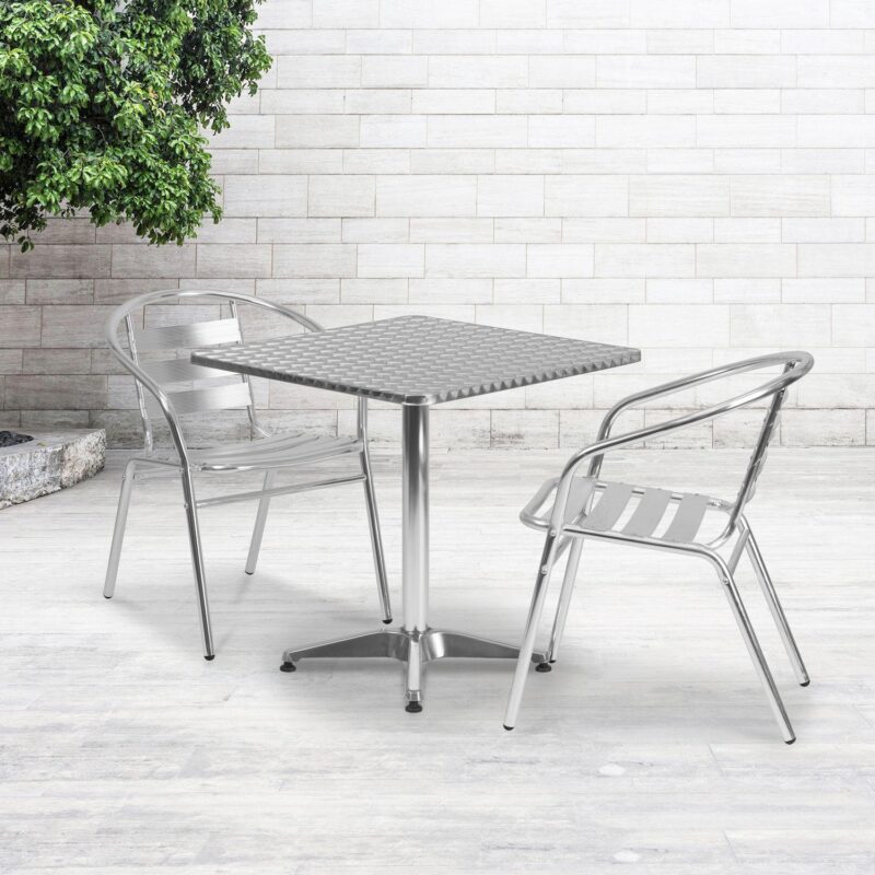 Flash Furniture Square Indoor / Outdoor Dining Table and Chair 3-piece Set - Image 2
