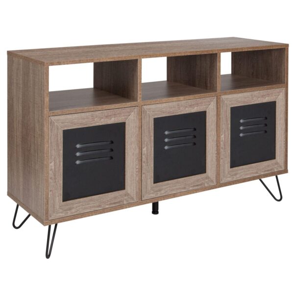 Flash Furniture Woodridge Collection 3 Shelf Storage Cabinet with Metal Doors