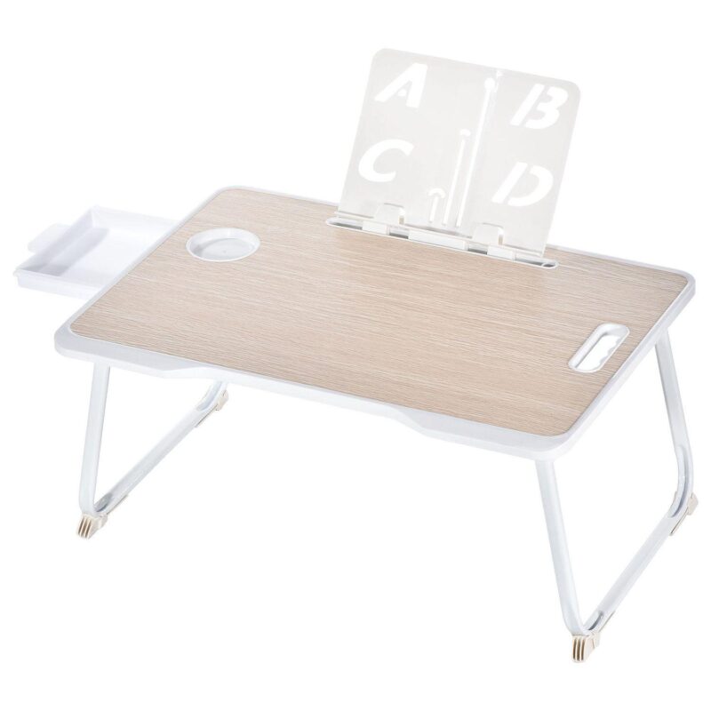 Foldable Laptop Bed Desk with Storage Drawer Reading Holder Water Slot - Image 6