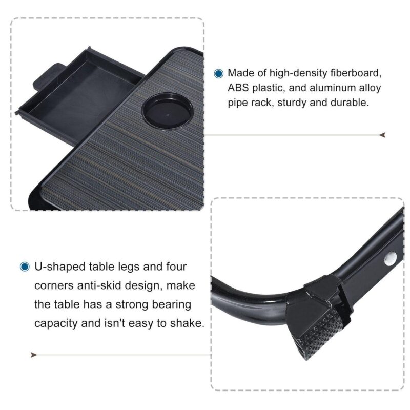 Foldable Laptop Bed Desk with Storage Drawer Reading Holder Water Slot - Image 3