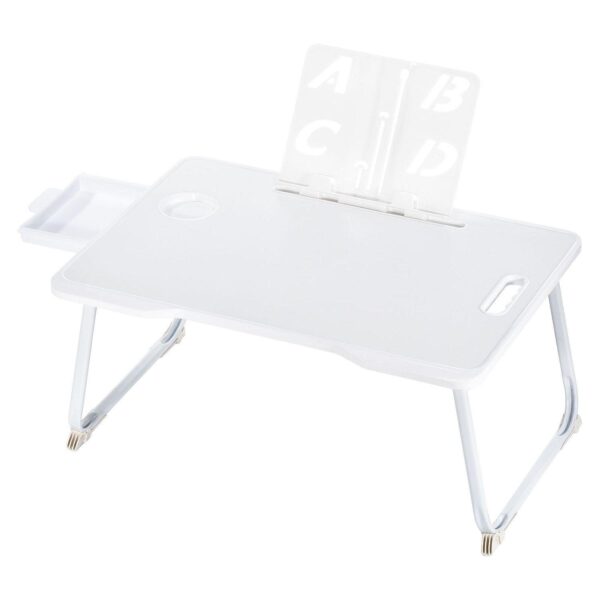 Foldable Laptop Bed Desk with Storage Drawer Reading Holder Water Slot