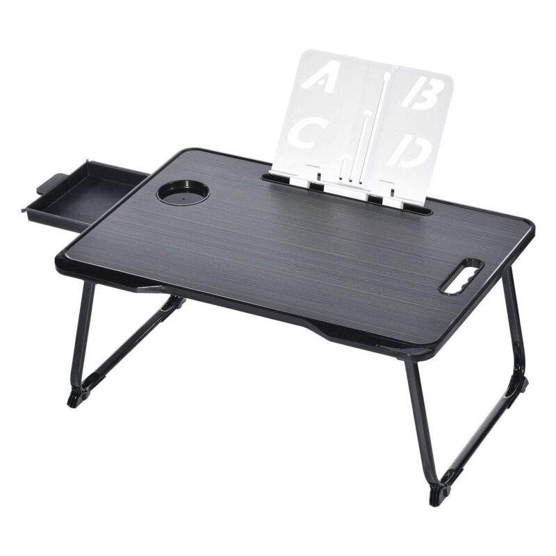 Foldable Laptop Bed Desk with Storage Drawer Reading Holder Water Slot - Image 7