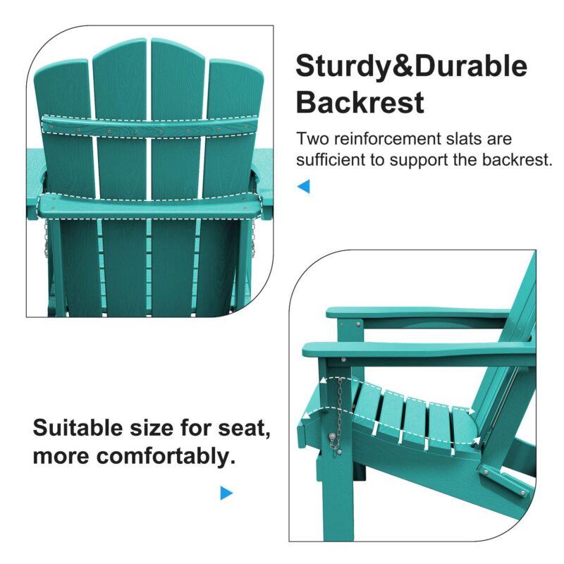 Folding Plastic Adirondack Chair Weather Resistant Hdpe - Image 4