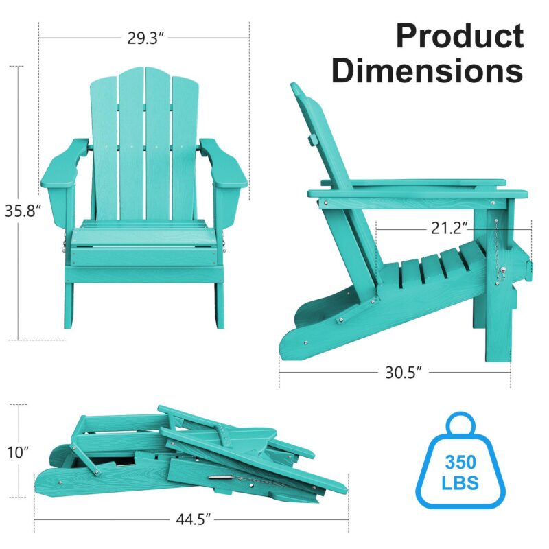 Folding Plastic Adirondack Chair Weather Resistant Hdpe - Image 3