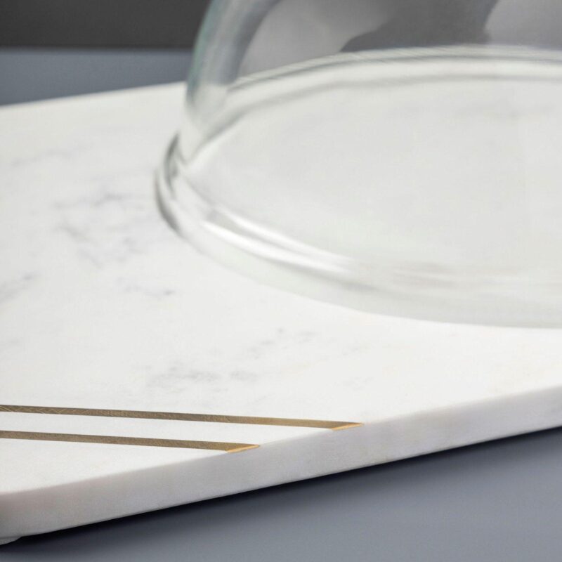 GAURI KOHLI Bavaria Marble Cheese Board With Glass Cloche - Image 4