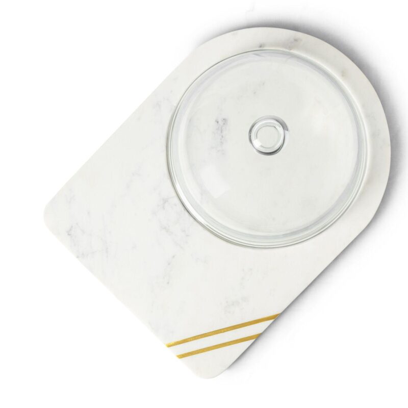 GAURI KOHLI Bavaria Marble Cheese Board With Glass Cloche - Image 5
