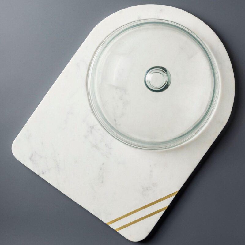GAURI KOHLI Bavaria Marble Cheese Board With Glass Cloche - Image 3