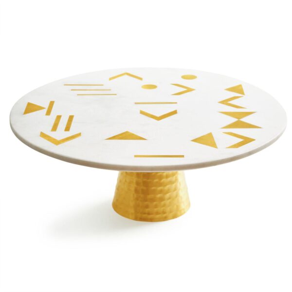 GAURI KOHLI Olympia Marble and Gold Cake Stand 12