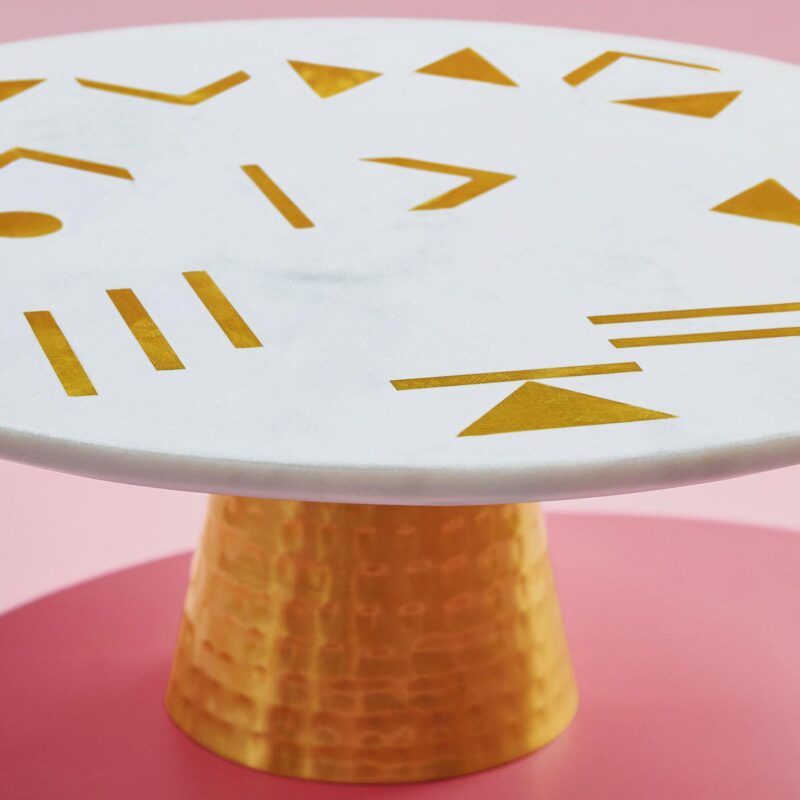 GAURI KOHLI Olympia Marble and Gold Cake Stand 12 - Image 3