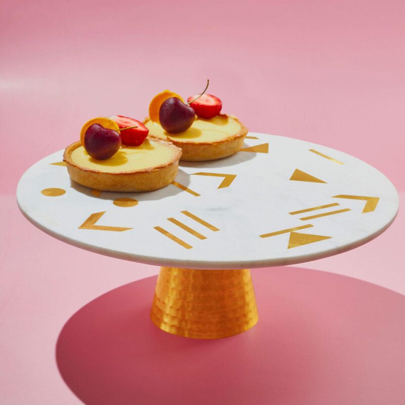 GAURI KOHLI Olympia Marble and Gold Cake Stand 12 - Image 2