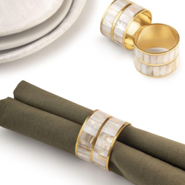 GAURI KOHLI Primrose White Pearl Napkin Rings, Set of 6