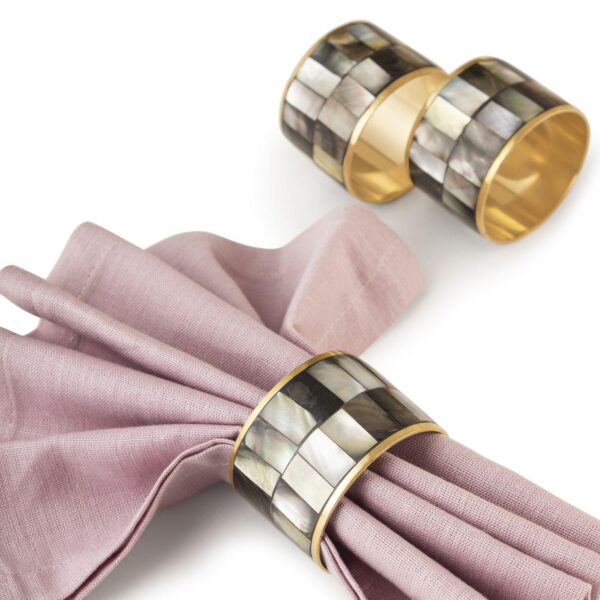 GAURI KOHLI Serena Black Pearl Napkin Rings, Set of 6