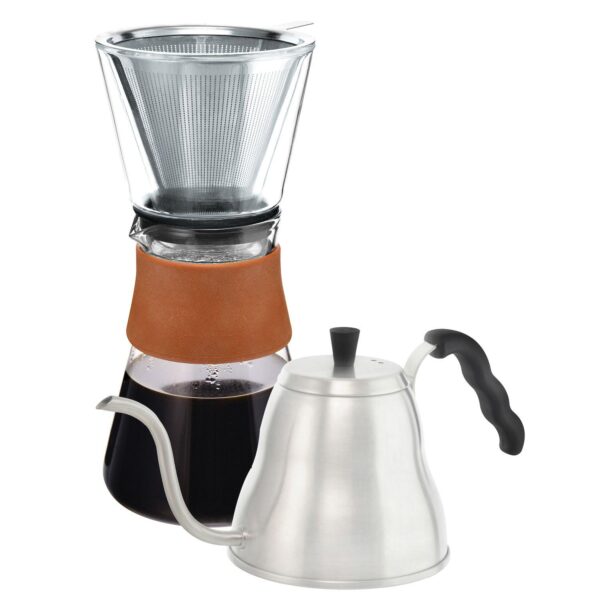 GROSCHE Amsterdam Pour Over Coffee Maker and Goose Neck Stovetop Kettle Bundle