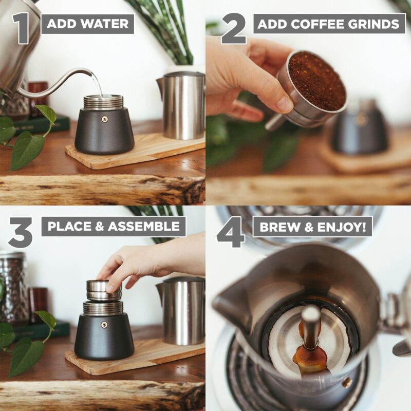 GROSCHE Milano Stainless Steel Stovetop Espresso 6-Cup Moka Pot Coffee Maker - Image 3