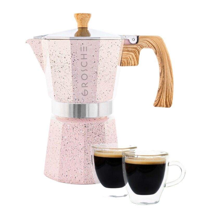 GROSCHE Milano Stone Stovetop Espresso Coffee Maker and TURIN Glass Espresso Cup Set - Image 10