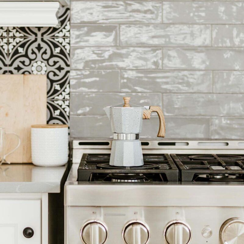 GROSCHE Milano Stone Stovetop Espresso Coffee Maker and TURIN Glass Espresso Cup Set - Image 8