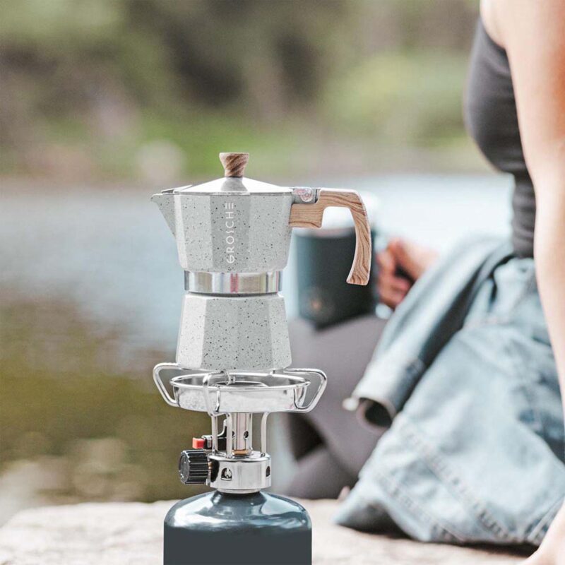 GROSCHE Milano Stone Stovetop Espresso Coffee Maker and TURIN Glass Espresso Cup Set - Image 7
