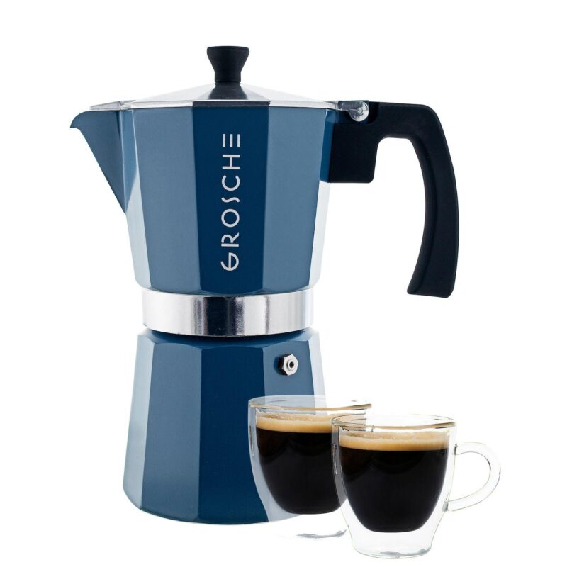 GROSCHE Milano Stovetop Espresso Coffee Maker and TURIN Glass Espresso Cup Set - Image 11