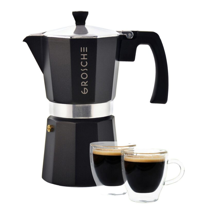 GROSCHE Milano Stovetop Espresso Coffee Maker and TURIN Glass Espresso Cup Set - Image 9