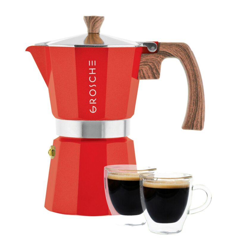 GROSCHE Milano Stovetop Espresso Coffee Maker and TURIN Glass Espresso Cup Set - Image 8