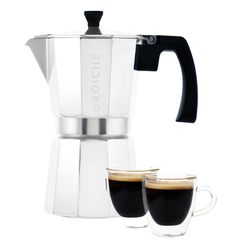 GROSCHE Milano Stovetop Espresso Coffee Maker and TURIN Glass Espresso Cup Set - Image 10