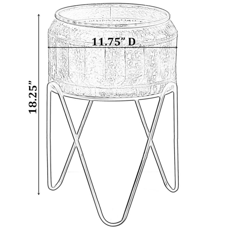 Galvanized Metal Ice Bucket Beverage Cooler Tub with Stand - Image 5