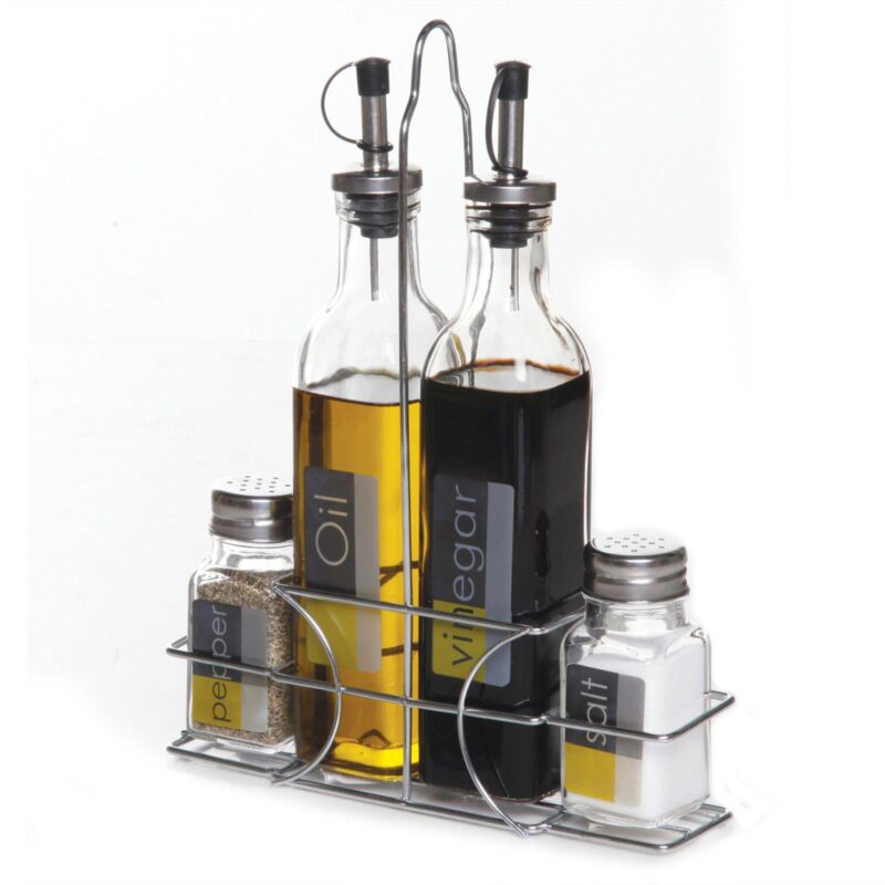General Store 4-Piece Condiment Set with Wire Caddy - Image 3