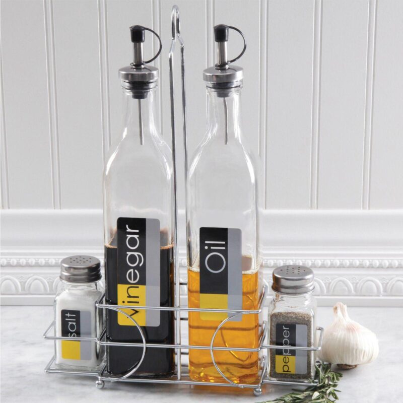 General Store 4-Piece Condiment Set with Wire Caddy - Image 2