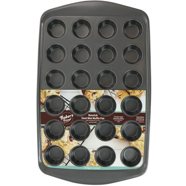 Gibson 24-Cup Baker's Friend Nonstick Steel Mini Muffin Pan