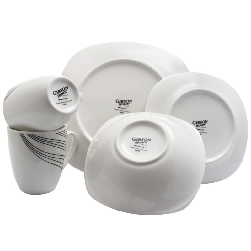 Gibson Curvation 16-Piece Soft Square Dinnerware Set in White - Image 2