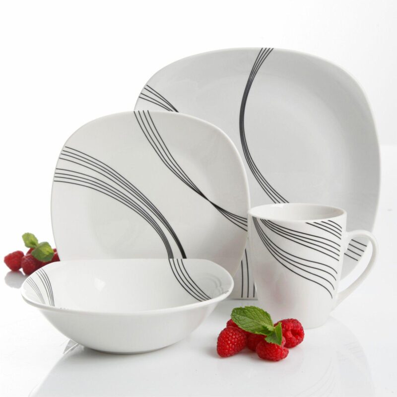 Gibson Everyday Curvation 16-Piece Soft Square Dinnerware Set in White - Image 4