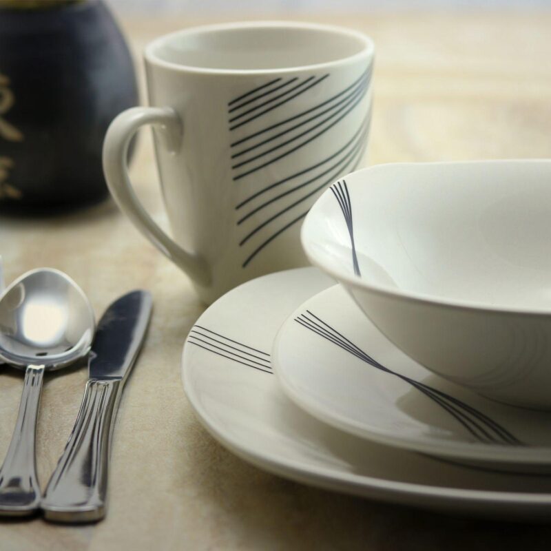 Gibson Everyday Curvation 16-Piece Soft Square Dinnerware Set in White - Image 5