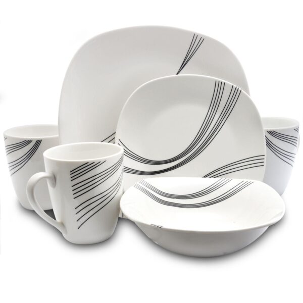 Gibson Everyday Curvation 16-Piece Soft Square Dinnerware Set in White