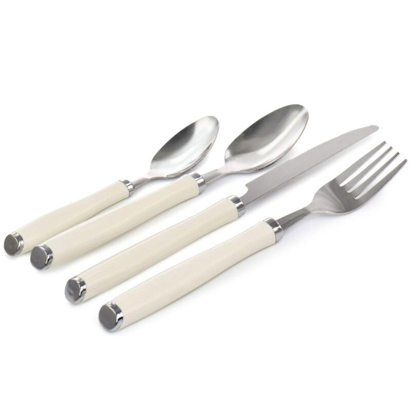 Gibson Everyday Fairfield 16 Piece Flatware Set with Wire Caddy in Egg Shell - Image 2