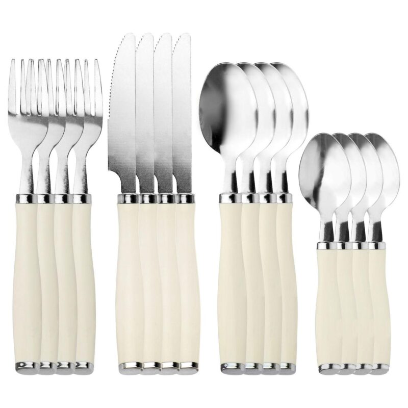 Gibson Everyday Fairfield 16 Piece Flatware Set with Wire Caddy in Egg Shell - Image 4