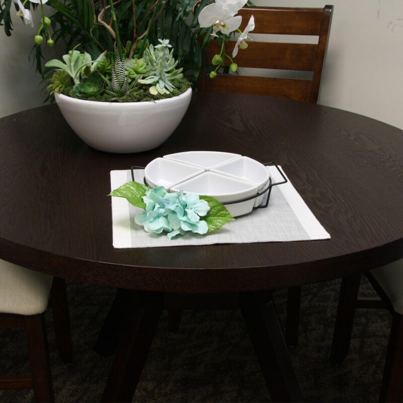 Gibson Gracious Fine Ceramic Dining Four Section Tray Set with Metal Rack in White - Image 3