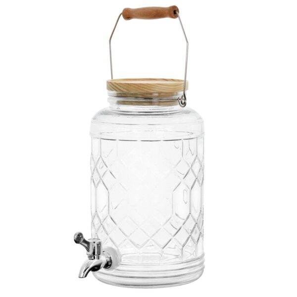 Gibson Home 0.95 Gallon Duval Glass Beverage Dispenser with Wooden Lid and Handle