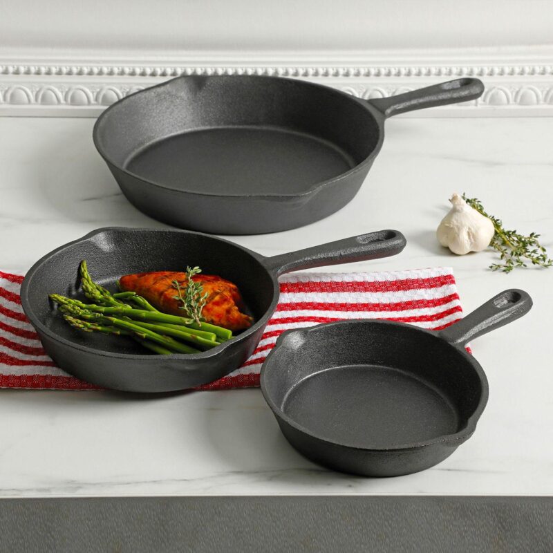 Gibson Home Addlestone 3 Piece Pre-Seasoned Cast Iron Skillet Set - Image 5