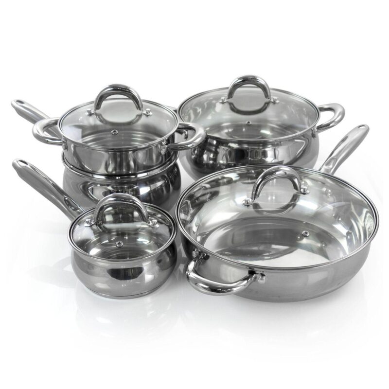Gibson Home Ancona 12 Piece Stainless Steel Belly Shaped Cookware Set with Kitchen Tools - Image 4