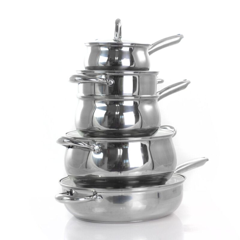 Gibson Home Ancona 12 Piece Stainless Steel Belly Shaped Cookware Set with Kitchen Tools - Image 3