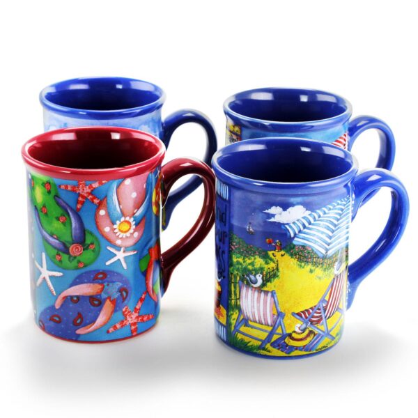 Gibson Home Beachcomber 4 Piece 16 Ounce Stoneware Mug Set