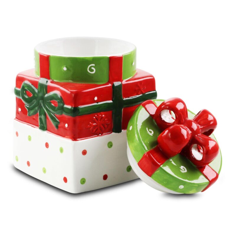 Gibson Home Christmas Estate 7.5 Inch Gift Box Holiday Cookie Jar - Image 5