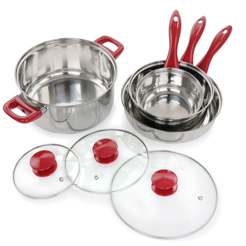 Gibson Home Crawson 7 Piece Stainless Steel Cookware Set - Image 2