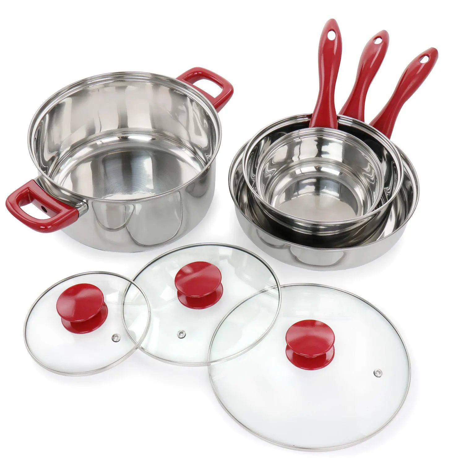Gibson Home Crawson 7 Piece Stainless Steel Cookware Set 2 Gibson Home Crawson 7 Piece Stainless Steel Cookware Set - Image 2